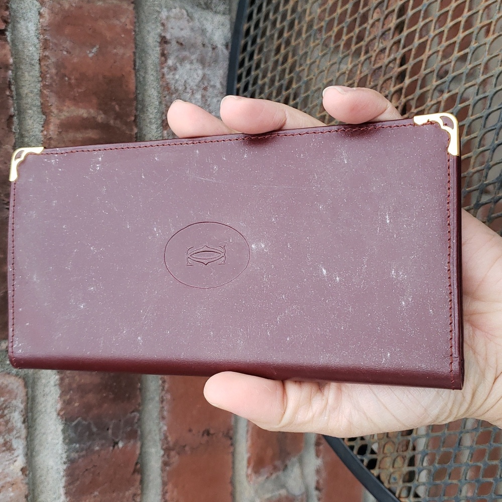 Vintage Cartier Long International Leather Bifold Wallet Gold Gussets Luxury - Picture 4 of 15